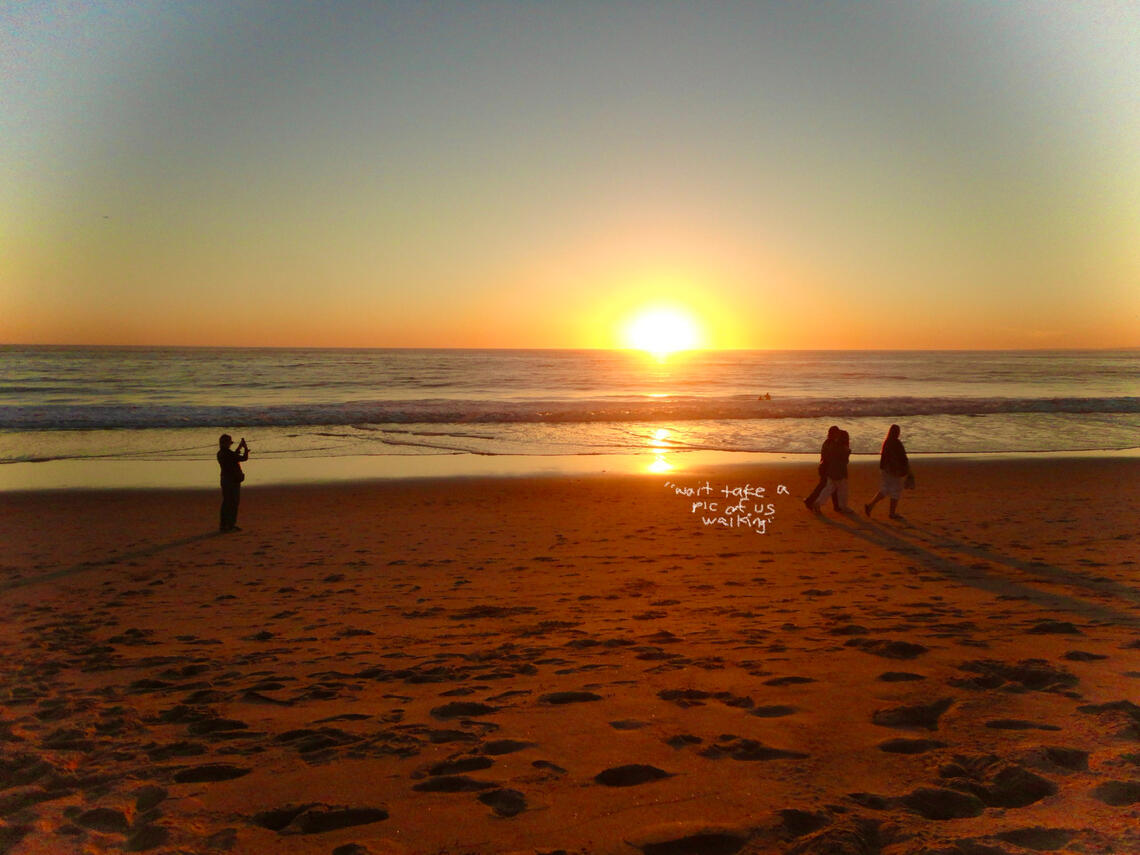 11.5.2024 witnessed this convo at venice lol cuteness "waiit take a pic of us walking in the sunset"